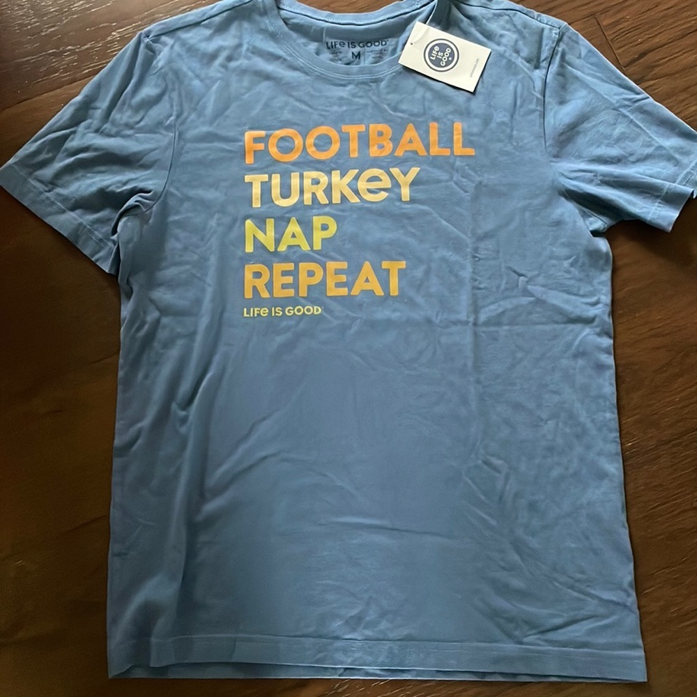 Men’s Life is Good Thanksgiving‎ T-shirt Football 🏈 Turkey 🦃 Nap 💤 small